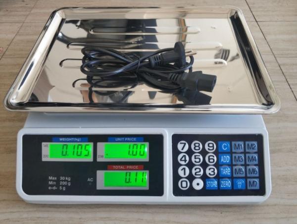 Display digital rectangular Vasipor 40kg de cálculo exacto Peso de la fruta Contador electrónico Contador de peso comercial Escala