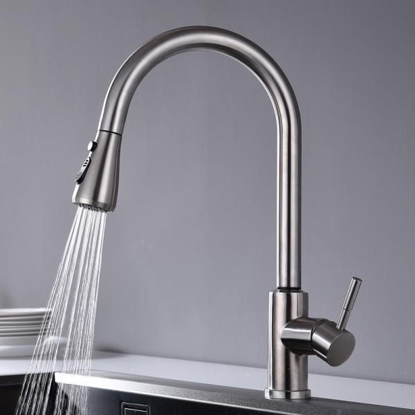 IPX5 Smart Kitchen Faucet Dual Function Spray Head Solid Stainless Steel Kitchen Taps
