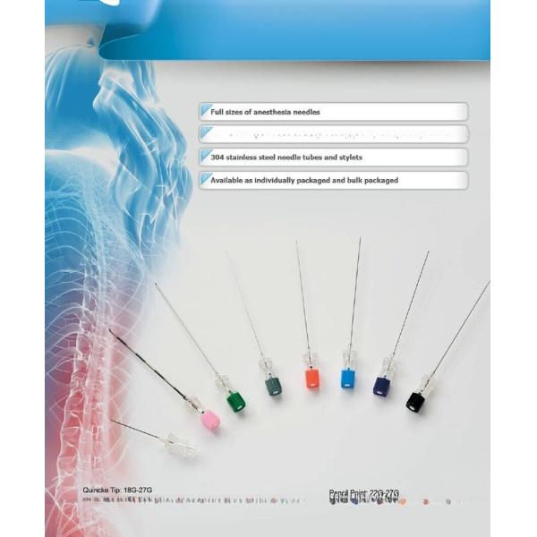 Color Coded Disposable Anaesthesia Spinal Needle with Quincke Tip or Pencil Point Tip