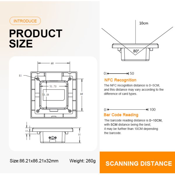RD005 QR Code Scanner & NFC Card Reader – Industrial IP65 Access Control Solution