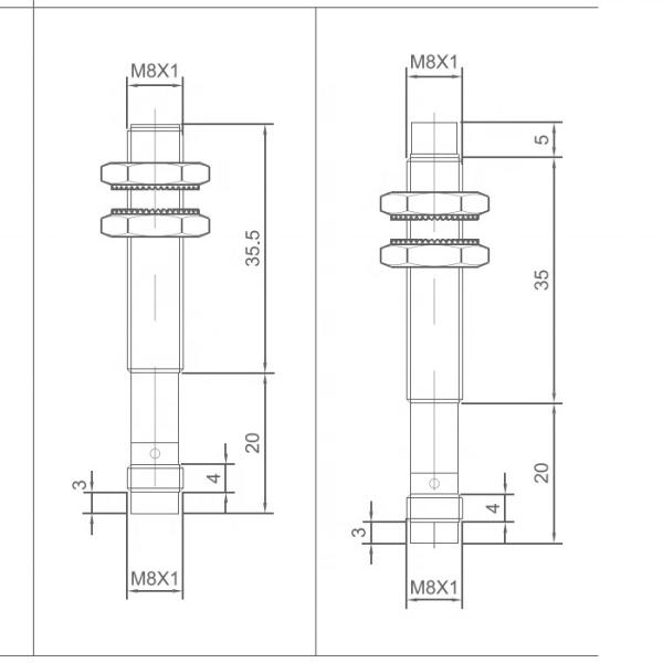 Cylindrical Shaped Inductive Proximity Sensor Nickel Plated Brass 3 wires DC Series