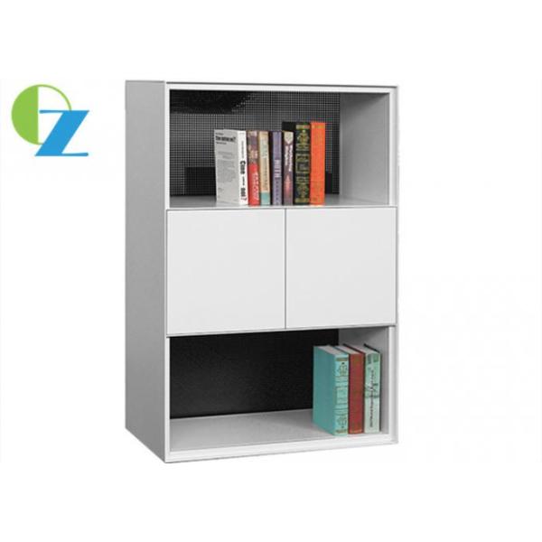 H800 Metal Stationery Cupboard For Office White Satin 3 Tier Cabinet 2 Open Shelf