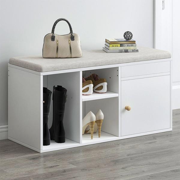 FSC Wooden Shoe Rack Furniture Organizer Cabinet With Door And Soft Cushion
