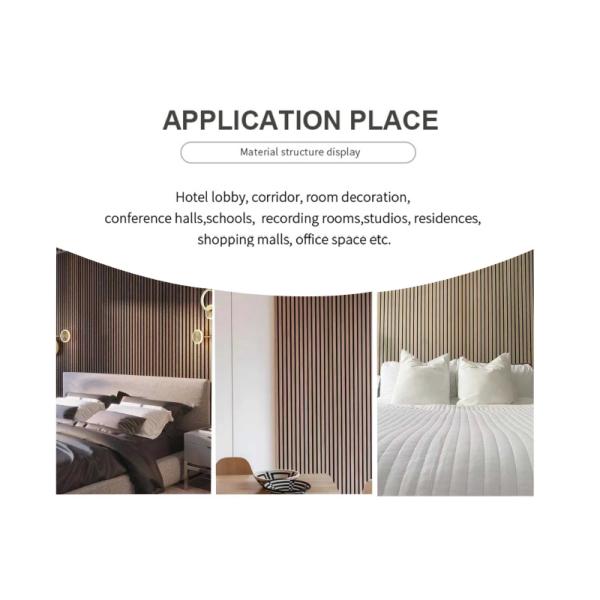 Slatted Aku Panel 3 Side Acoustic Flame Resistant Wooden Sound Absorbing Felt Panels