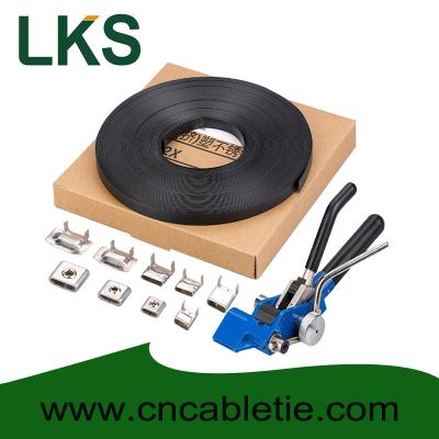 PVC coated Stainless Steel Banding 9.5x1.2mm, 12.7x1.2mm,19x1.2mm material SS304,316 with paper box and LQA tension tool