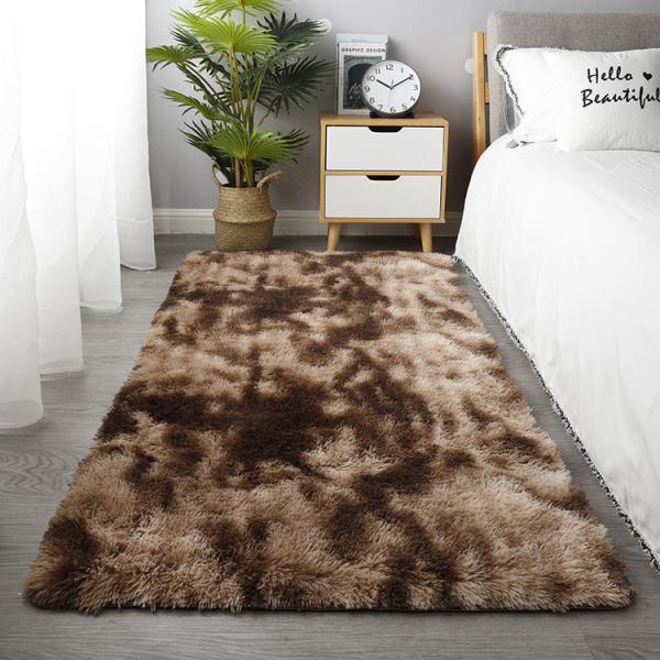 Brown Plush Tie-dyed Bedroom Area Rug Hotel Living Room Center Rectangle Carpet Customized Size