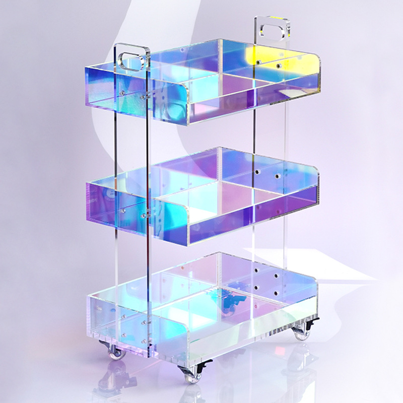 Modern Acrylic Rolling Bar Cart End Table Foldable Functional Design Home Kitchen Wardrobe Bathroom Stainless Steel-for Food Use