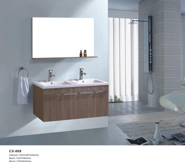 Double Basin PVC Bathroom Vanity Wall Mounted Hanging With Four Doors