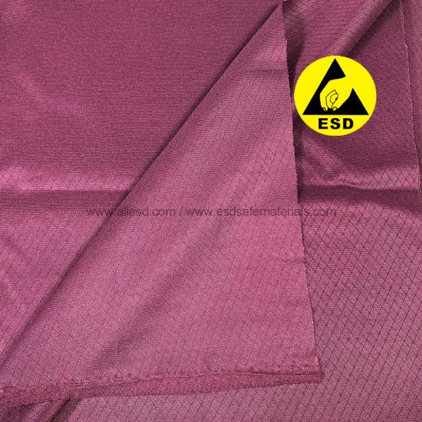 Red Diamond Pattern ESD Lab Coat Esd Smock For Cleanroom