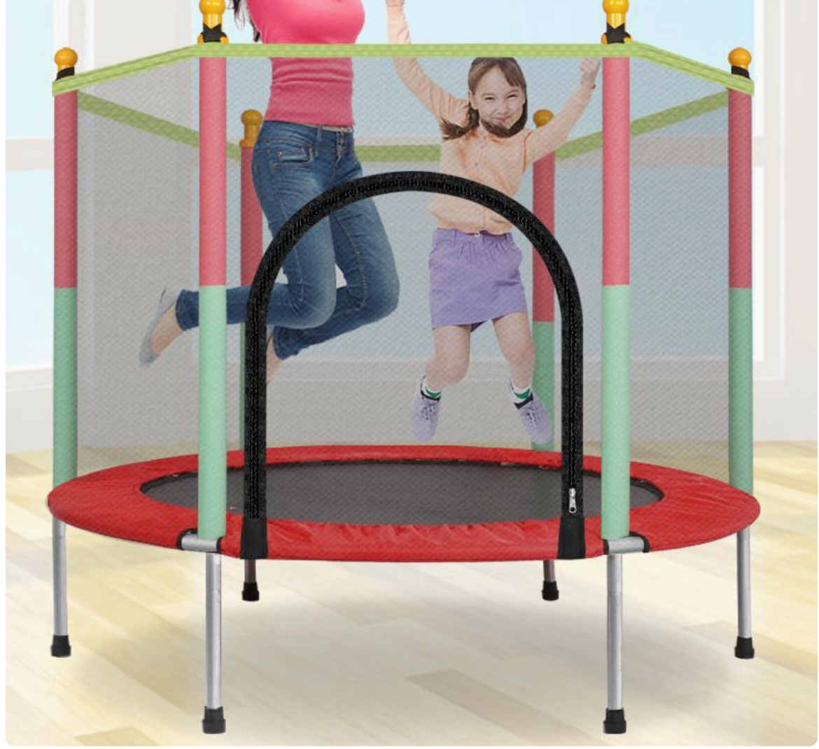 Outdoor Trampoline designed to provide safe fun and exercise with secure enclosure and shock absorbing springs