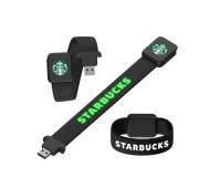 Brillant lors de la lecture sur ordinateur Usb de bracelet de silicone avec le logo de laser de lumière de LED