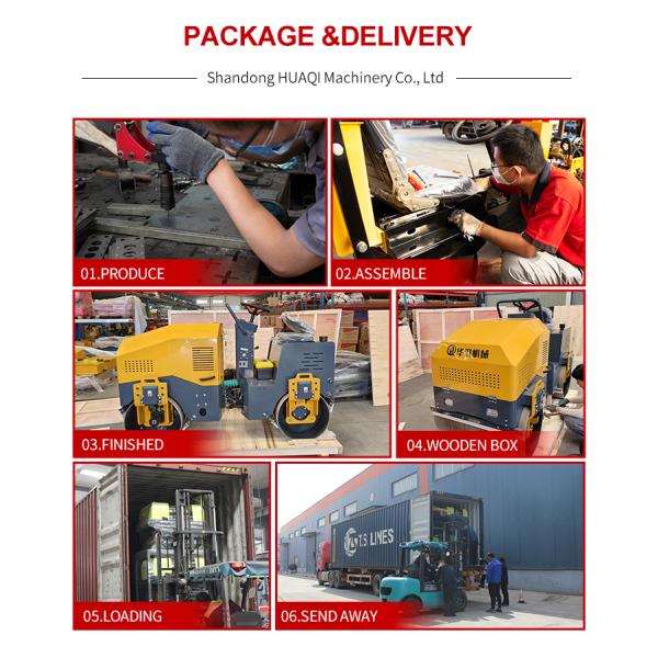 Marcher derrière le rouleau à tambour unique HQ-YL600C rouleau routier vibrant de 0,3 tonne avec une puissance de 5,5 kW