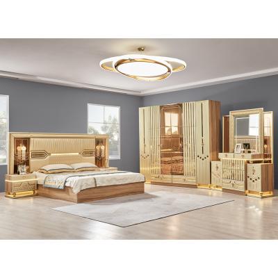 2025 New Modern Design King Size Double Leather Bed Suite Master Room Full Set Luxury Wooden 5 Piece Home Furniture Bedroom Sets