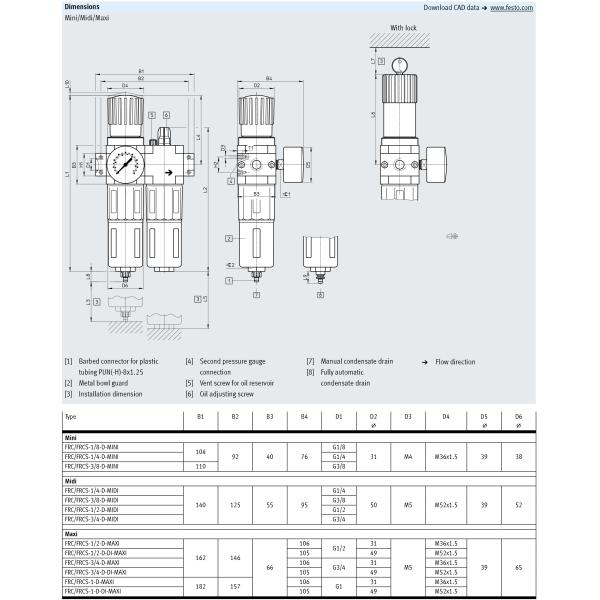 Серия FRC d процессора источника воздуха сервисных модулей FESTO FRC-1-D-MAXI