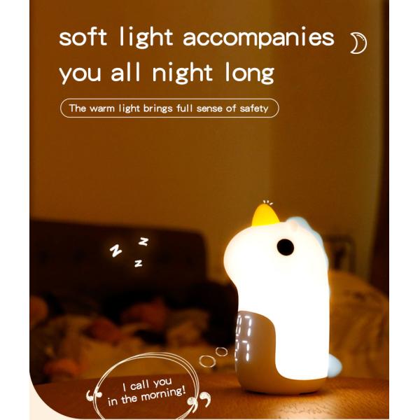 Mini Smart Unicorn Silicone Luz Noturna Alarme Relógio Suporte Dimmer Desenhos personalizados