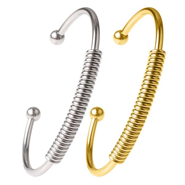Fashion stainless steel 18K gold spring bracelet female jewelry silver elastic bracelet accessories wholesale