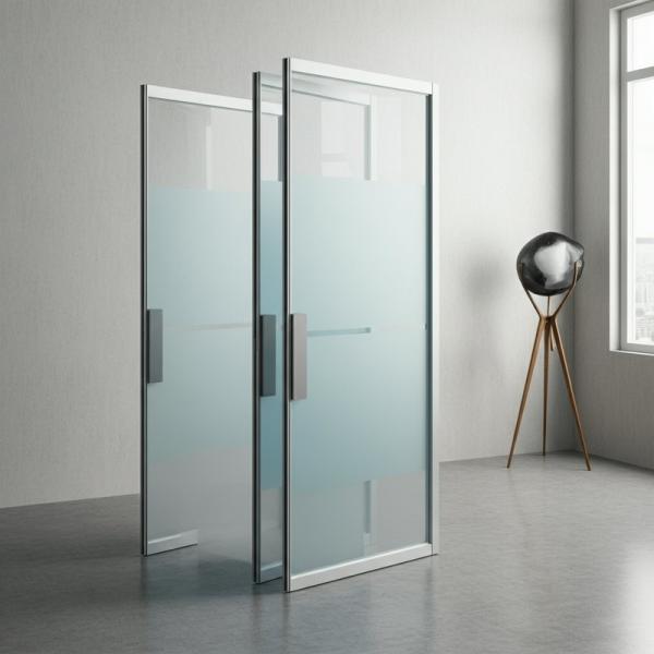Aluminum Track Panoramic Office Glass Partitions Wall For Folding Movable