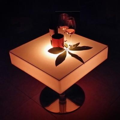 Commerical Square LED Light Up Cocktail Tables Rechargeable With Stainless Steel