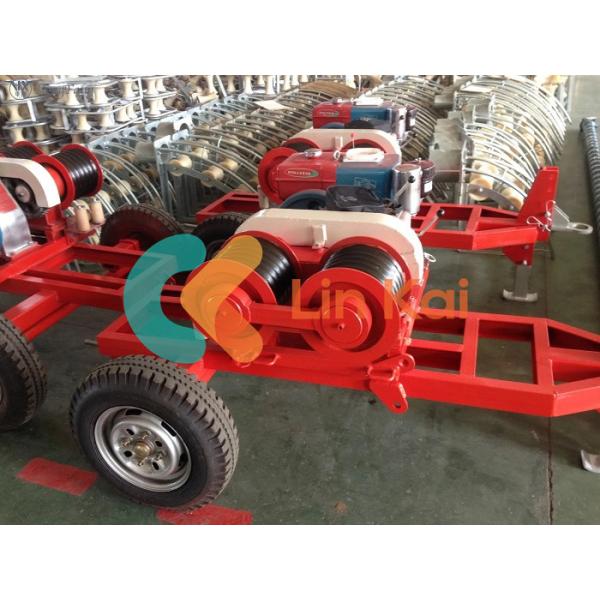 5T Heavy Strength Double Drum Diesel Cable Capstan Winch Trailer