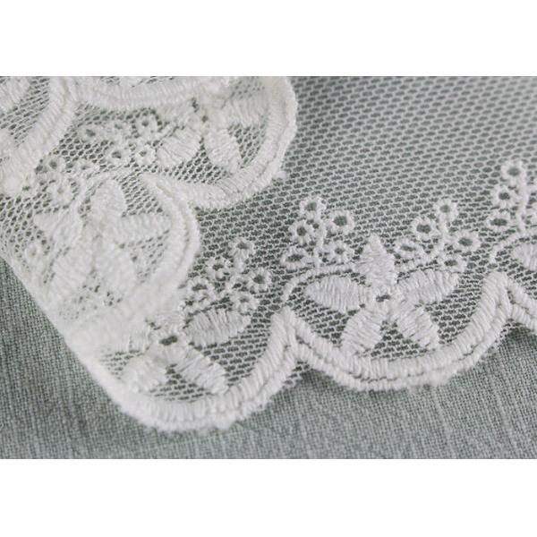 Scalloped Embroidered Nylon Mesh Lace Trims Cotton Tulle Floral Lace Trim Custom