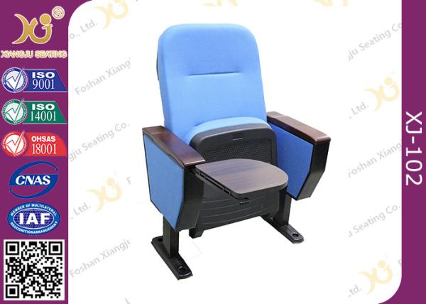 Simple design folding plastic auditorium chairs with writing tablet on chair back