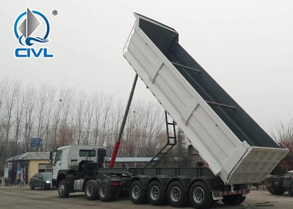 Hydraulic Tipper Trailer 3 Axle 60 Tons Loading Capacity, Dump Trailer Truck