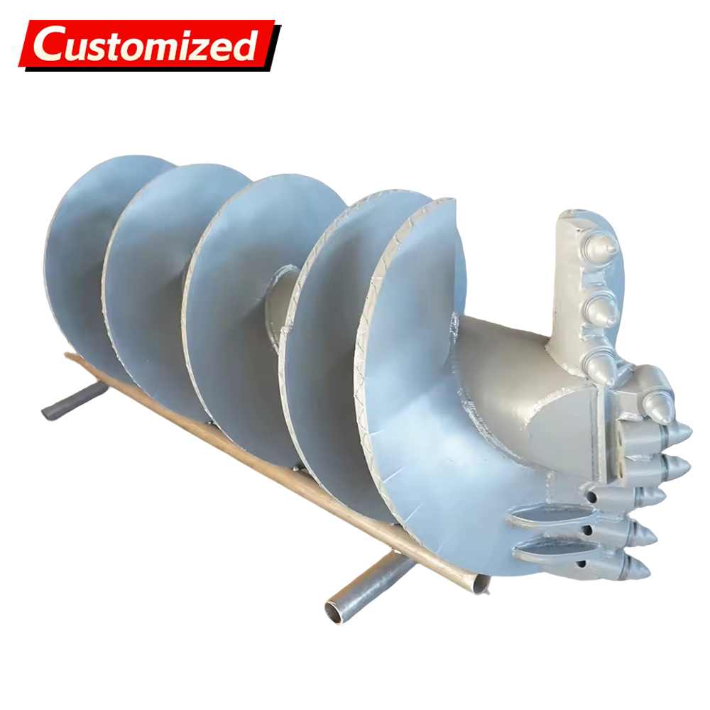 Customized Auger Drilling Rig, Auger Drilling Rig, Rotary Drilling Rig Single-Flute Straight Auger Bit (Toothed) For construction in clay layers, highly weathered layers, and gravel layers