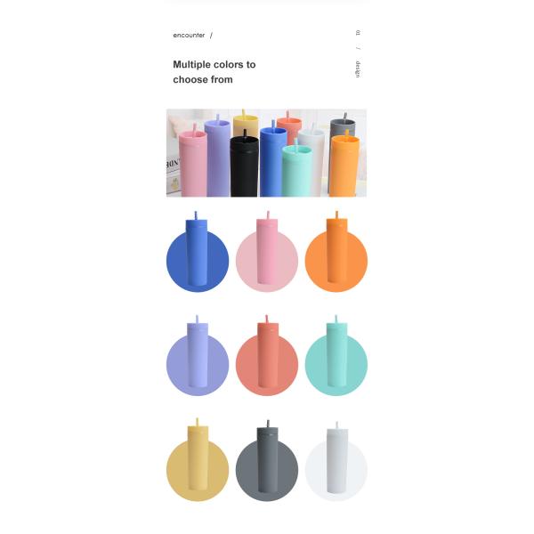Minimalist Eco Friendly Custom Bpa Free 16oz PP Plastic Water Bottle with Straws