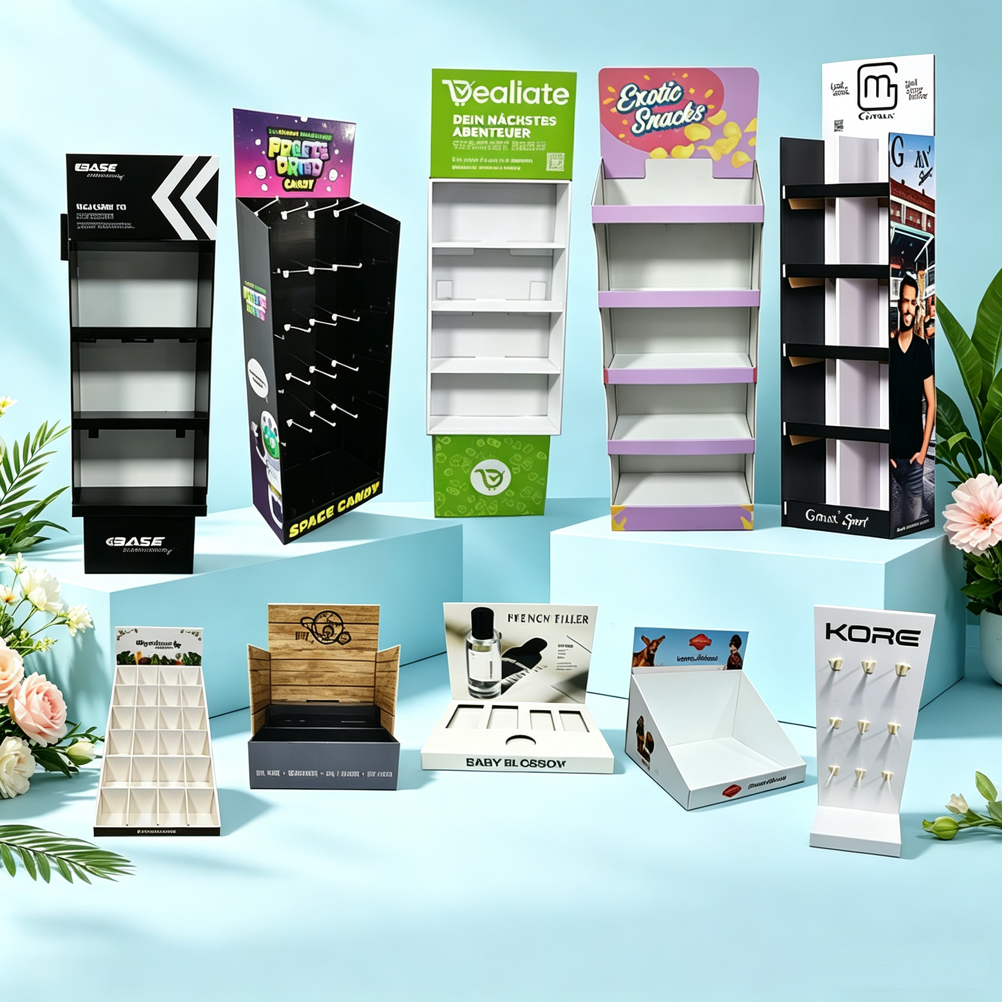 Strong Heavy Duty Corrugated Paper Display, Freestanding Floor Standing Retail