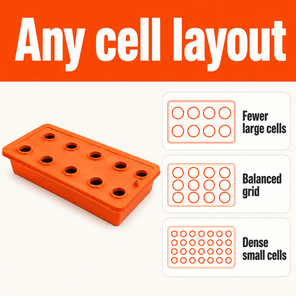 Custom Plastic Seedling Nursery Tray Any Cell Count Size Color Drain Hole Stackable OEM ODM Own Factory