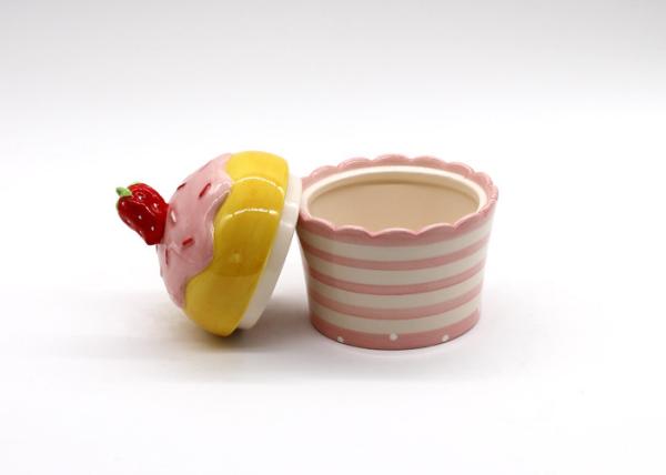 Colorful Ceramic Kitchen Canisters / Ice Cream Cone Jar With Strawberry Shaped Lid
