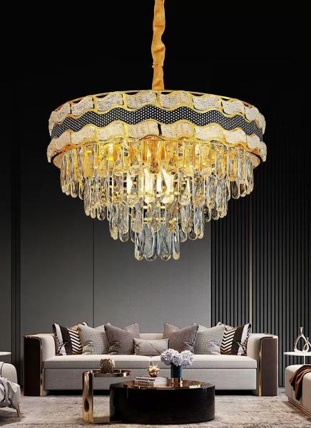 Ventilateur de plafond rétractable à l'aide d'un lustre en cristal avec lumière et télécommande