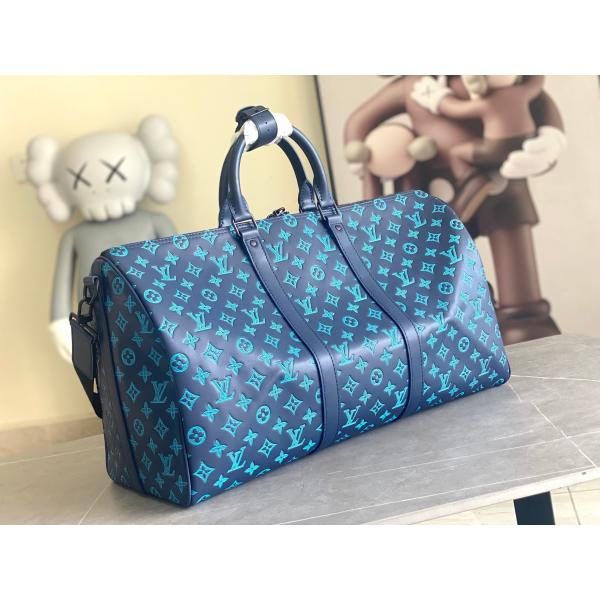 Сумки Keepall BANDOULIÈRE 50 голубые Бостон сумки больших заклеймленных людей