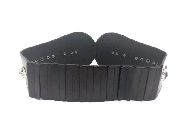 Women Genuine Leather Pin Buckle Retro Elastic Belts For Dresses  /  Wide Cinch Belt