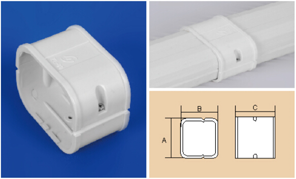 80mm White PVC Decorative Duct Kits Split Air Conditioner Pipe Cover Joint Straight Coupling