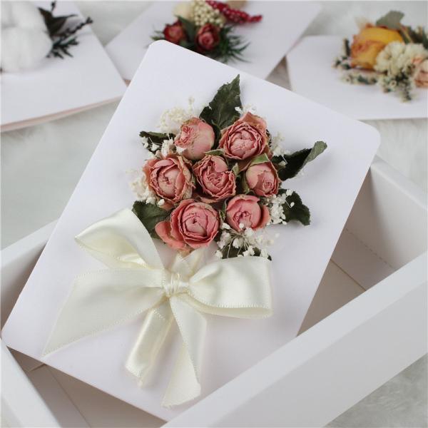 Handmade Beautiful Dried Flowers Card With Baby Breath Gypsophila Flowers