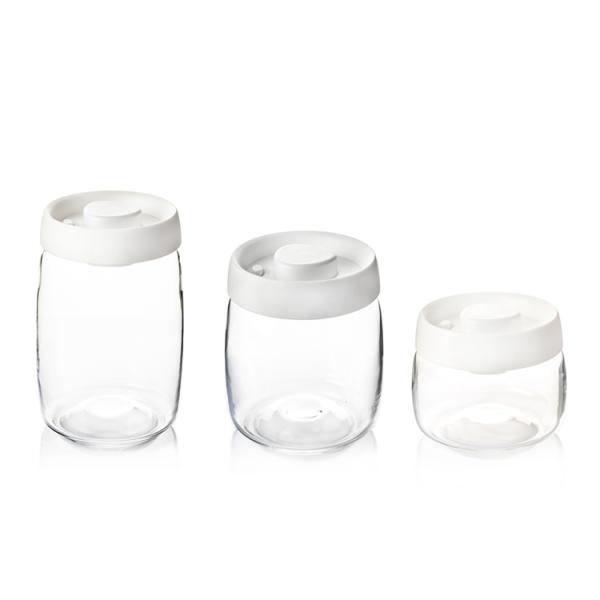 Wholesale Vacuum Jar Food Storage Canister Transparent Borosilicate Glass With Color Lid