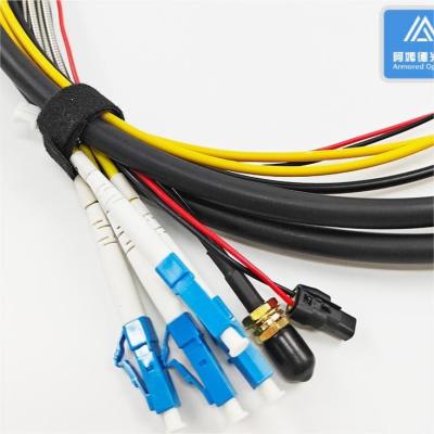 Optic Hybrid Cable Fiber And Power Cable 4 Cores SM G657A2 4pcs 0.17² 7.0mm Black LSZH