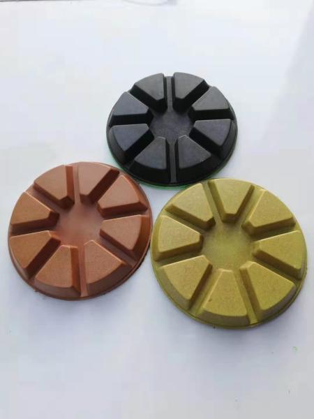 3 metal and resin Hybrid Transitional diamond grinding pads with velcro backing for concrete floor polishing