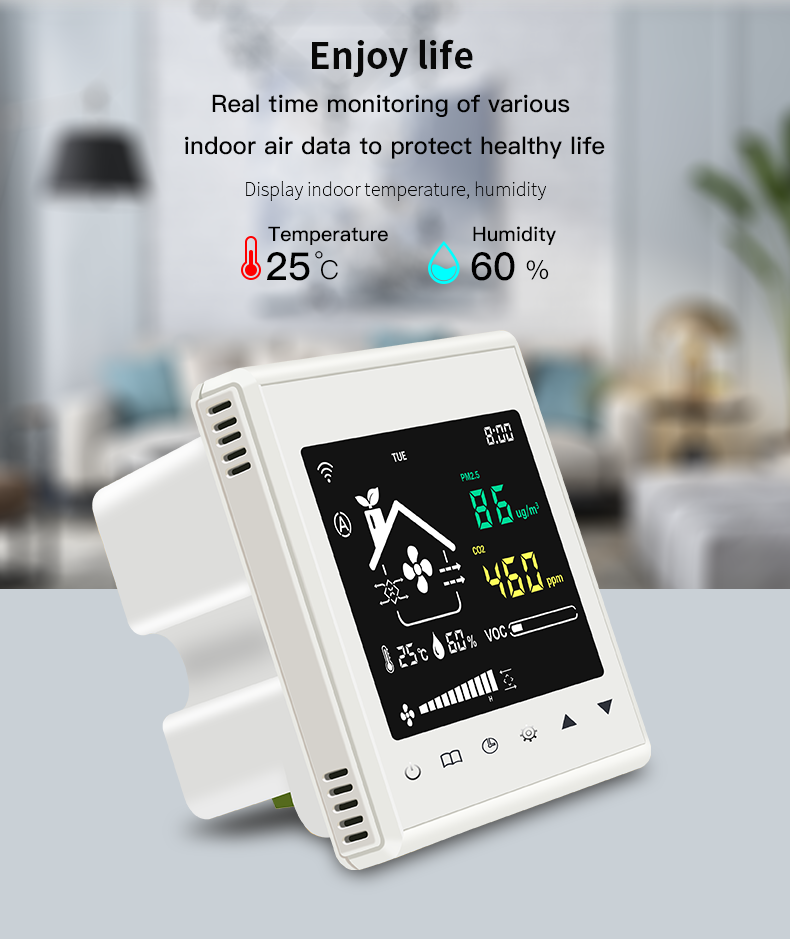 Smart HVAC Digital Ventilation Controller WiFi APP Remote Control For VOC PM2.5 CO2 Detection