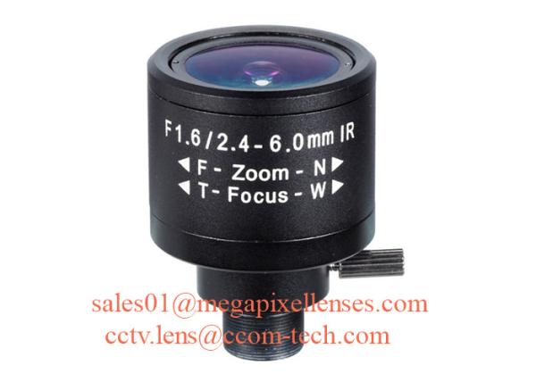 1/3 2.4-6.0mm F1.6 Megapixel Manual/DC Auto IRIS CS Mount IR Vari-focal Lens, 150D wide angle varifocal lens