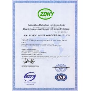 Wuxi Diamond Carpet Manufacturing Co.,Ltd Сертификации