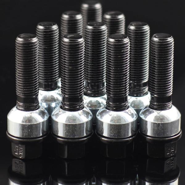 Grade 12.9 40mm Extended Wheel Bolt & Lug Nut For PORSCHE Black Finish Shank