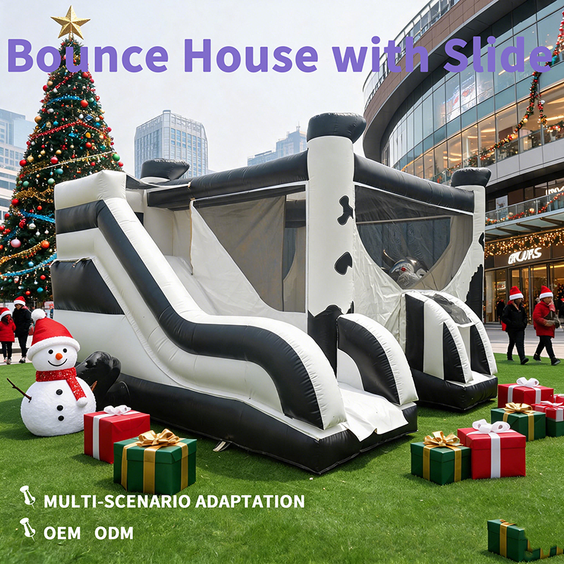 Commercial Grade Inflatable Cow Bounce House with Slide Cow Theme Bouncy Castle for Party Rental Kids Outdoor Fun