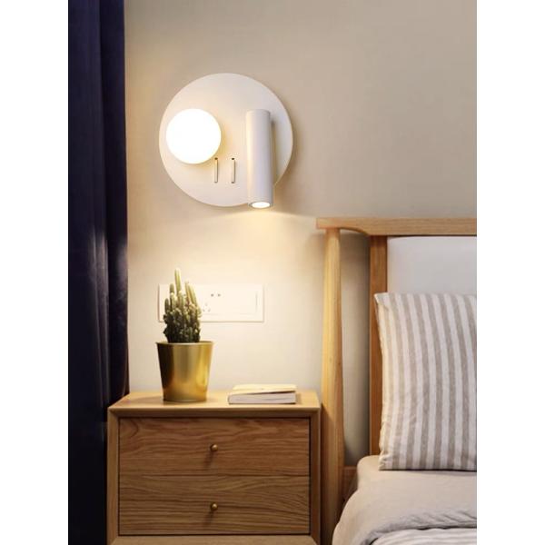 Bedside reading wall lamp acrylic ball Nordic bedroom bed board light living Bedhead wall light for hotel