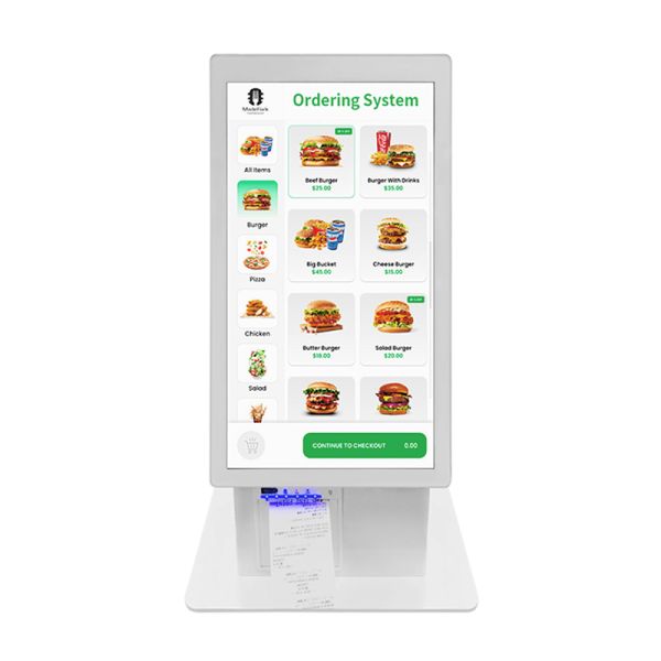 2026 Hot Sale Self Ordering Kiosk 21.5 Restaurant Food Ordering Payment Terminal Thermal Printer QR Scanner SDK 1920x1080 32GB
