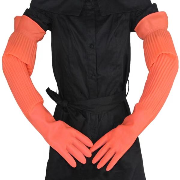 55CM Flock Lined Household Gloves 195G/Pair Extra Long Work Latex Gloves