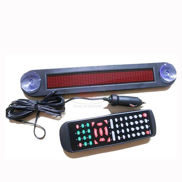12V LED Message Digital Moving Scrolling Car Sign Light Red color 30*5*1cm Remote control