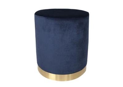 Metal Plate Decor Ottoman Footstool Round D28 Dark Blue Foot Stool
