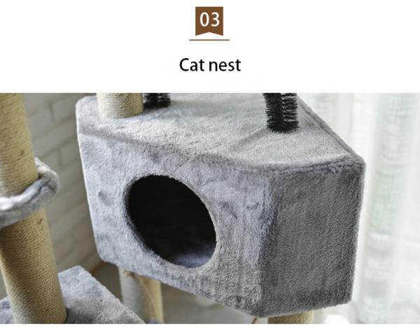 7cm / 8cm Wood Cat Tree Tower Fleece Cloth For Large Cats